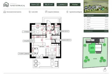 Rzut - Dom na sprzedaż 5 pokoi o powierzchni 98,32 m² - numer 2/2 w Osiedle nad Strugą