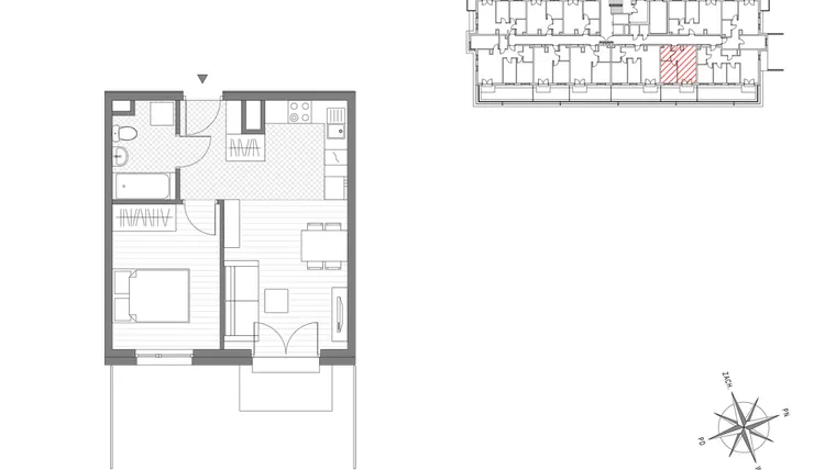 Rzut - Mieszkanie na sprzedaż 2 pokoje o powierzchni 37,25 m² - numer 4 w ul. Powstańców/os. Piastów bud. C