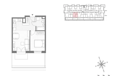 Rzut - Mieszkanie na sprzedaż 2 pokoje o powierzchni 36,49 m² - numer 7 w ul. Powstańców/os. Piastów bud. C