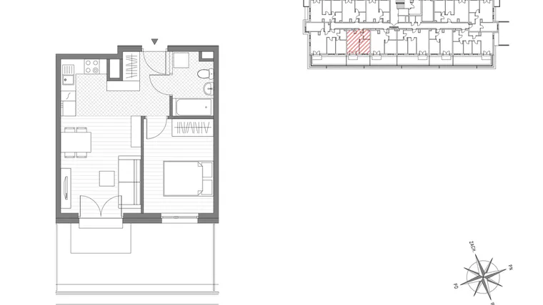 Rzut - Mieszkanie na sprzedaż 2 pokoje o powierzchni 36,49 m² - numer 7 w ul. Powstańców/os. Piastów bud. C