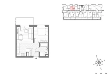 Rzut - Mieszkanie na sprzedaż 2 pokoje o powierzchni 33,25 m² - numer 10 w ul. Powstańców/os. Piastów bud. C
