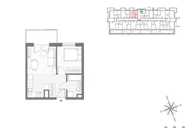 Rzut - Mieszkanie na sprzedaż 2 pokoje o powierzchni 33,19 m² - numer 11 w ul. Powstańców/os. Piastów bud. C
