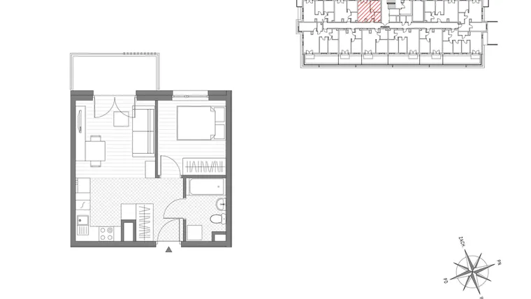 Rzut - Mieszkanie na sprzedaż 2 pokoje o powierzchni 33,19 m² - numer 11 w ul. Powstańców/os. Piastów bud. C