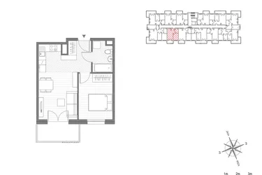Rzut - Mieszkanie na sprzedaż 2 pokoje o powierzchni 36,85 m² - numer 19 w ul. Powstańców/os. Piastów bud. C