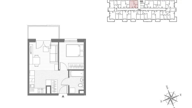 Rzut - Mieszkanie na sprzedaż 2 pokoje o powierzchni 33,58 m² - numer 35 w ul. Powstańców/os. Piastów bud. C