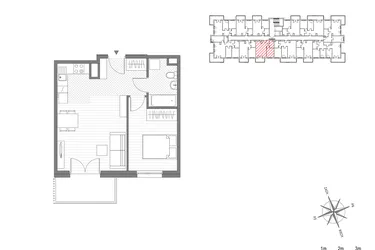 Rzut - Mieszkanie na sprzedaż 2 pokoje o powierzchni 42,04 m² - numer 30 w ul. Powstańców/os. Piastów bud. C