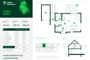 Rzut - Dom na sprzedaż 4 pokoje o powierzchni 125,09 m² - numer 2D w Nowe Dzierżno