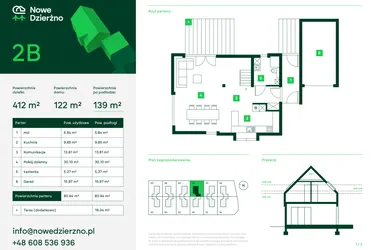 Rzut - Dom na sprzedaż 4 pokoje o powierzchni 125,11 m² - numer 2B w Nowe Dzierżno