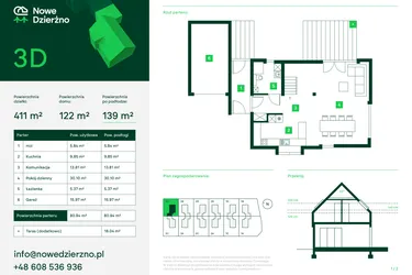 Rzut - Dom na sprzedaż 4 pokoje o powierzchni 124,87 m² - numer 3D w Nowe Dzierżno