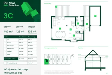 Rzut - Dom na sprzedaż 4 pokoje o powierzchni 125,04 m² - numer 3C w Nowe Dzierżno