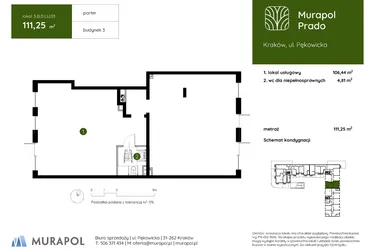 Rzut - Lokal użytkowy na sprzedaż 1 pokój o powierzchni 111,25 m² - numer 3.B.0.LU.03 w Murapol Prado etap II