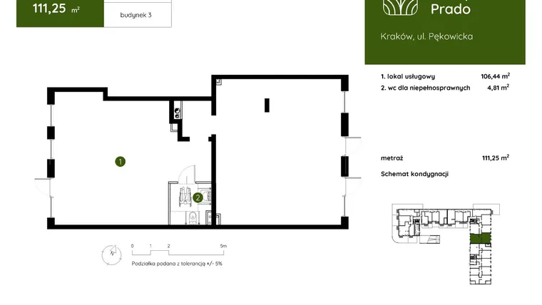 Rzut - Lokal użytkowy na sprzedaż 1 pokój o powierzchni 111,25 m² - numer 3.B.0.LU.03 w Murapol Prado etap II