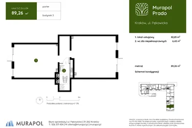 Rzut - Lokal użytkowy na sprzedaż 1 pokój o powierzchni 89,26 m² - numer 3.C.0.LU.04 w Murapol Prado etap II