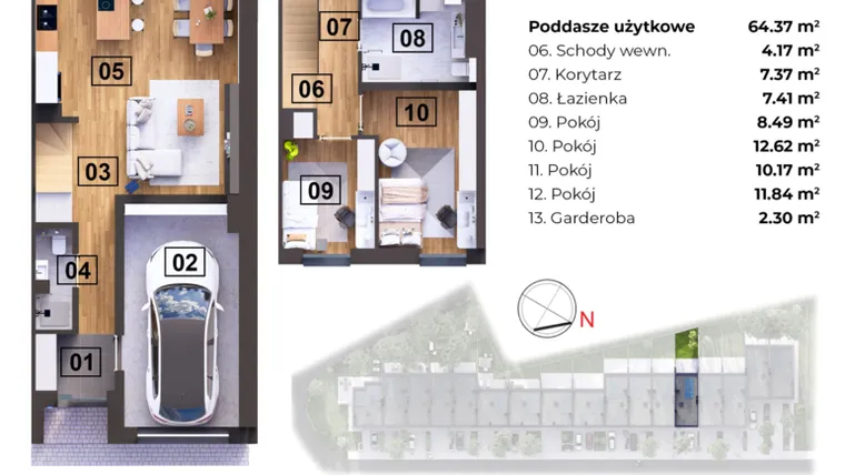 Rzut - Dom na sprzedaż 5 pokoi o powierzchni 106,88 m² - numer E w Nowomostova