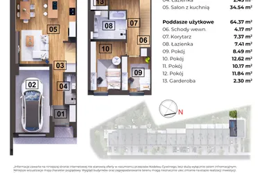 Rzut - Dom na sprzedaż 5 pokoi o powierzchni 106,88 m² - numer B w Nowomostova