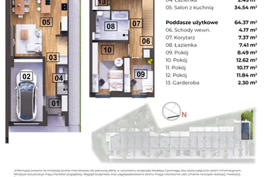 Rzut - Dom na sprzedaż 5 pokoi o powierzchni 106,88 m² - numer A w Nowomostova