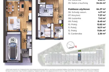 Rzut - Dom na sprzedaż 5 pokoi o powierzchni 106,88 m² - numer H w Nowomostova