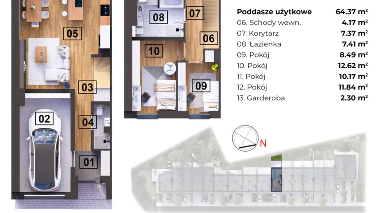 Rzut - Dom na sprzedaż 5 pokoi o powierzchni 106,88 m² - numer H w Nowomostova