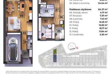 Rzut - Dom na sprzedaż 5 pokoi o powierzchni 106,88 m² - numer O w Nowomostova