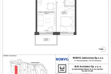 Rzut - Mieszkanie na sprzedaż 2 pokoje o powierzchni 33,32 m² - numer A.1M10 w Foresteria bud. A