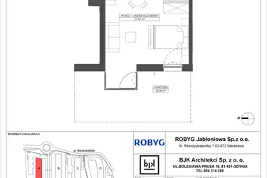 Rzut - Mieszkanie na sprzedaż 1 pokój o powierzchni 34,39 m² - numer A.0M10 w Foresteria bud. A