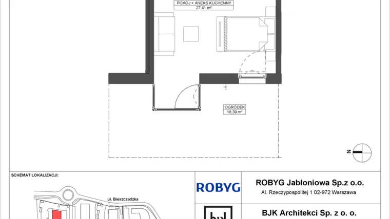 Rzut - Mieszkanie na sprzedaż 1 pokój o powierzchni 34,39 m² - numer A.0M10 w Foresteria bud. A