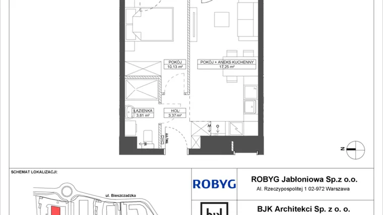 Rzut - Mieszkanie na sprzedaż 2 pokoje o powierzchni 34,56 m² - numer A.0M12 w Foresteria bud. A