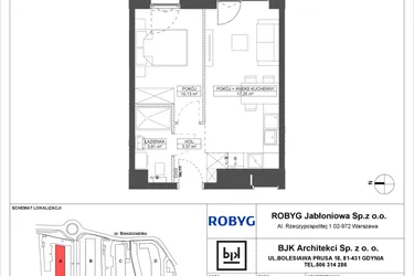 Rzut - Mieszkanie na sprzedaż 2 pokoje o powierzchni 34,56 m² - numer A.0M12 w Foresteria bud. A