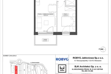Rzut - Mieszkanie na sprzedaż 2 pokoje o powierzchni 35,42 m² - numer A.1M07 w Foresteria bud. A