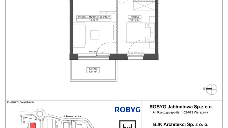 Rzut - Mieszkanie na sprzedaż 2 pokoje o powierzchni 35,42 m² - numer A.1M07 w Foresteria bud. A