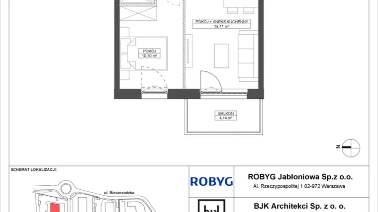 Rzut - Mieszkanie na sprzedaż 2 pokoje o powierzchni 36,29 m² - numer A.2M06 w Foresteria bud. A