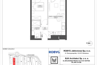 Rzut - Mieszkanie na sprzedaż 2 pokoje o powierzchni 33,96 m² - numer A.4M13 w Foresteria bud. A