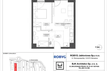 Rzut - Mieszkanie na sprzedaż 2 pokoje o powierzchni 38,74 m² - numer A.0M13 w Foresteria bud. A