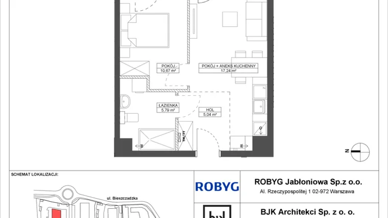 Rzut - Mieszkanie na sprzedaż 2 pokoje o powierzchni 38,74 m² - numer A.0M13 w Foresteria bud. A