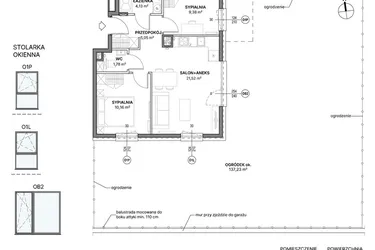 Rzut - Mieszkanie na sprzedaż 3 pokoje o powierzchni 52,02 m² - numer C1.02 w Awionika
