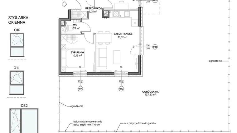Rzut - Mieszkanie na sprzedaż 3 pokoje o powierzchni 52,02 m² - numer C1.02 w Awionika