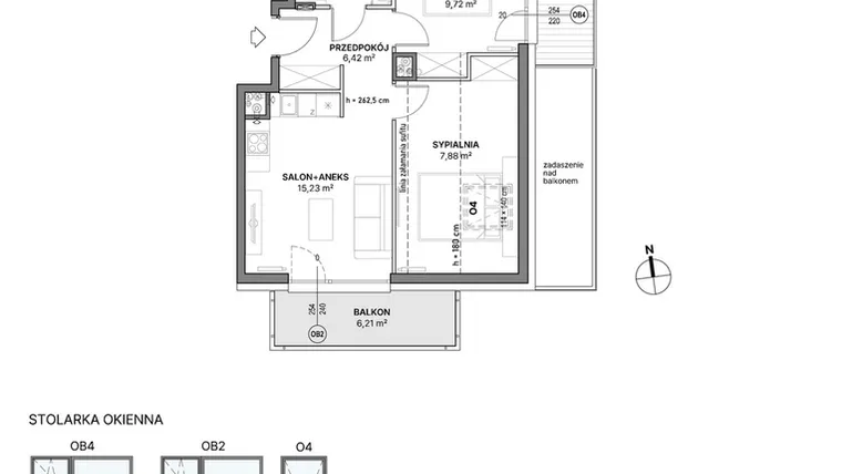 Rzut - Mieszkanie na sprzedaż 3 pokoje o powierzchni 43,38 m² - numer C1.14 w Awionika
