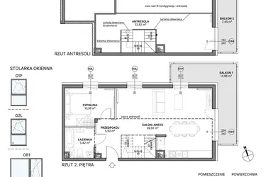 Rzut - Mieszkanie na sprzedaż 2 pokoje o powierzchni 85,04 m² - numer B1.A.06 w Awionika