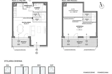 Rzut - Mieszkanie na sprzedaż 1 pokój o powierzchni 62,39 m² - numer B1.A.08 w Awionika