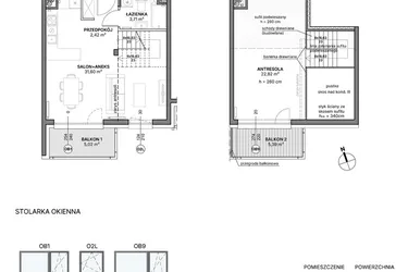 Rzut - Mieszkanie na sprzedaż 1 pokój o powierzchni 60,55 m² - numer B1.B.06 w Awionika