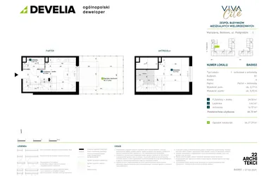 Rzut - Mieszkanie na sprzedaż 1 pokój o powierzchni 44,59 m² - numer BA0002 w Viva Cité