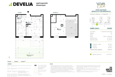 Rzut - Mieszkanie na sprzedaż 1 pokój o powierzchni 68,44 m² - numer BC0002 w Viva Cité