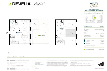 Rzut - Mieszkanie na sprzedaż 1 pokój o powierzchni 79,74 m² - numer BE0001 w Viva Cité