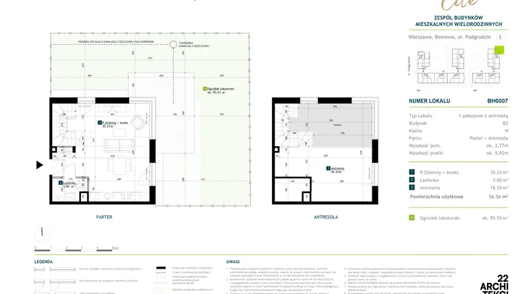 Rzut - Mieszkanie na sprzedaż 1 pokój o powierzchni 56,56 m² - numer BH0007 w Viva Cité