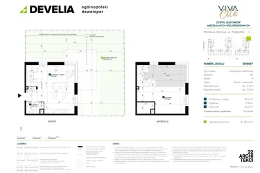 Rzut - Mieszkanie na sprzedaż 1 pokój o powierzchni 56,56 m² - numer BH0007 w Viva Cité