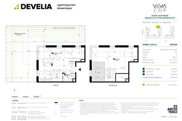 Rzut - Mieszkanie na sprzedaż 1 pokój o powierzchni 75,62 m² - numer BE0006 w Viva Cité