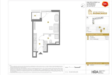 Rzut - Mieszkanie na sprzedaż 1 pokój o powierzchni 28,18 m² - numer C154 w Apartamenty Rudnickiego etap 3.1