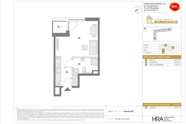 Rzut - Mieszkanie na sprzedaż 1 pokój o powierzchni 28,18 m² - numer C144 w Apartamenty Rudnickiego etap 3.1