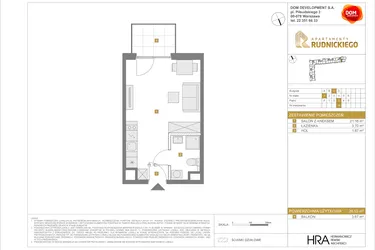 Rzut - Mieszkanie na sprzedaż 1 pokój o powierzchni 26,53 m² - numer C19 w Apartamenty Rudnickiego etap 3.1