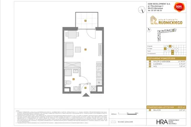 Rzut - Mieszkanie na sprzedaż 1 pokój o powierzchni 26,53 m² - numer C20 w Apartamenty Rudnickiego etap 3.1